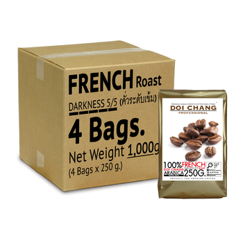 Doi Chang Professional เมล็ดกาแฟ คั่วเข้ม French Roast (4 ถุง, 1,000g.)