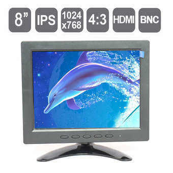 8" IPS Industrial LCD Monitor , 8 inch HD Standalone HDMI CCTV LCD monitor with HDMI/VGA/AV/BNC input, 1024*768 pixels
