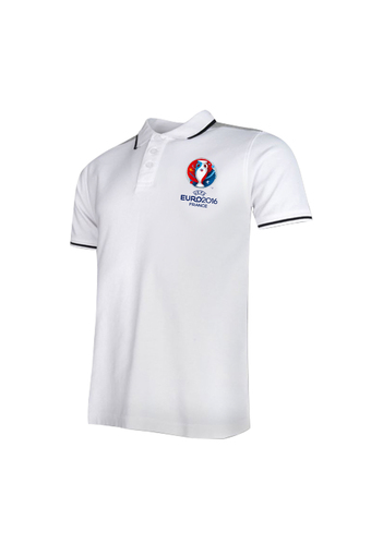 Euro 2016 เสื้อโปโลลิขสิทธิ์แท้โลโก้ยูโร- สีขาวขลิบขอบดำ
