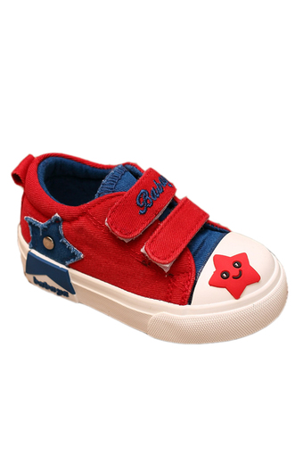 Babaya รองเท้าผ้าใบเด็กเล็กตีนตุ๊กแก ลายดาว - สีแดง