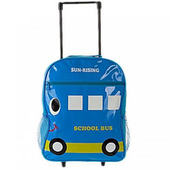 Tankidsshopกระเป๋าเป้ล้อลากสำหรับเด็ก ลายรถบัส สีฟ้า