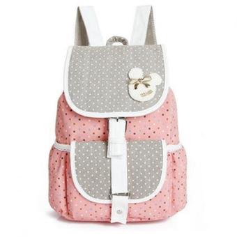 OEM Fashion Backpack กระเป๋าเป้แฟชั่น ลายจุด - Pink