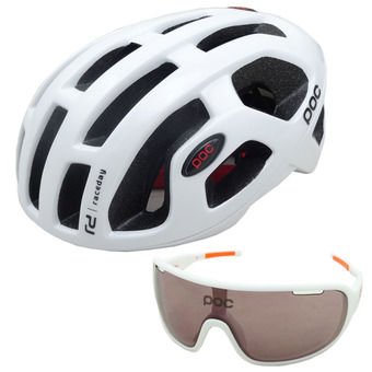 Morning หมวกจักรยาน รุ่น POC-580 - สีขาว+แว่นตาจักรยาน POC พร้อมเลนส์เปลี่ยน 2 แบบ สีขาว
