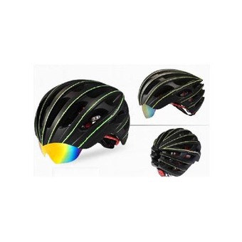 OEM PRO TEAM WT-049 หมวกจักรยานอินโมล์ด พร้อมแว่นในตัว และมีตาข่ายกันแมลง สีดำ
