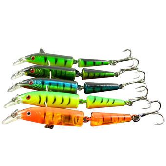 Noctilucent 2-Joint Minnow Fishing Lure Crank Bait Tackle 1 Pcs Plastic Durable Hook New (Intl)
