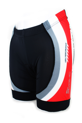 Crivit กางเกงขาสั้น ขี่จักรยาน Crivit Pro Bike สีดำแถบขาวแดง