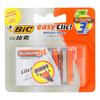 BIC บิค ใบมีดโกนหนวด อีชี่คลิ๊กแบบ 3 ใบมีด (แพ็ค 4 ชิ้น)