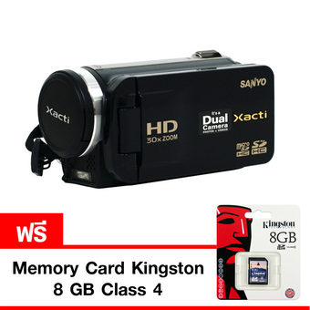 SANYO กล้องถ่าย VDO รุ่น VPC-TH2 (สีดำ) แถมฟรี Memory card Kingston 8 GB