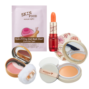 Skinfood Perfect Make up Set III (แป้งรองพื้น เบอร์1 + ปัดแก้ม เบอร์1 + ลิปสติกเบอร์ OR01 + มาส์ค 1 แผ่น)