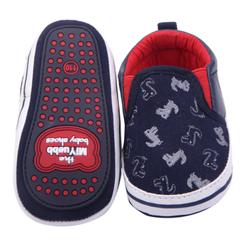 Eozy Kids Shoes Baby Canvas Outdoor Sneaker Korean Heart Pattern Prewalker Slip-on First Walker Shoe (Navy Blue)