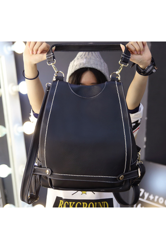 Little Bag กระเป๋าเป้สะพายหลัง กระเป๋าเป้เกาหลี กระเป๋าสะพายหลังผู้หญิง backpack women รุ่น LP-067 (สีดำ)