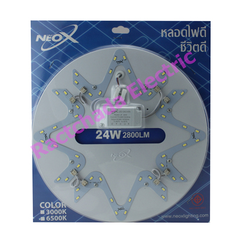 NeoX แผ่นชิปไฟเพดาน LED 24W Light Source ใช้แทนหลอดนีออนกลม 32W แสงเดย์ไลท์ - สีขาว