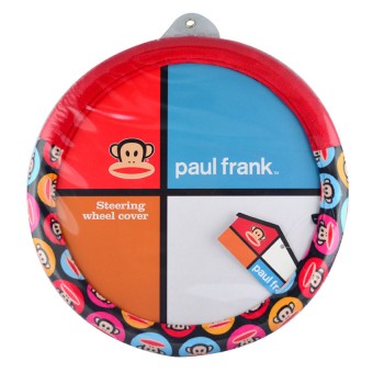 Paul Frank ที่หุ้มพวงมาลัย Colourful (สีแดง) แถมฟรี แผ่นน้ำหอม Fresh Julius Paul Frank 1 ชิ้น