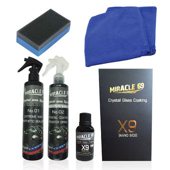 Miracle 69 ชุดผลิตภัณฑ์น้ำยาเคลือบแก้วคริสตัลแท้ 100% และชุดสเปรย์น้ำยาเคลือบสีฟิล์มแก้ว 2 สูตรพิเศษ
