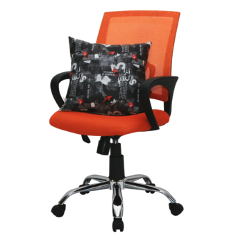 U-RO DECOR เก้าอี้สำนักงาน รุ่น MOON มูน (สีส้ม) + หมอนอิงพิมพ์ลาย รุ่น FOVENIO โฟเวนิโอ้