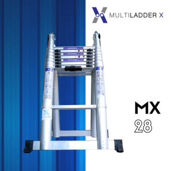 Multi Ladder X บันไดอลูมิเนียม ยืดหดได้ ทรงพาด ยาว 5.6 เมตร ทรง A ยาว 2.8 เมตร รุ่น MX-28