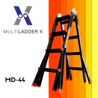 Multi Ladder X บันไดอลูมิเนียม สไลด์ เอนกประสงค์ ยืดหดได้ รุ่น MD-44 ทรงพาด ยาว 4.6 เมตร, ทรง A 2.3 เมตร