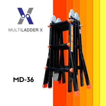 Multi Ladder X บันไดอลูมิเนียม เอนกประสงค์ 4 พับ Advance MD-36 ทรงพาด ยาว 5 เมตร, ทรง A 2.5 เมตร