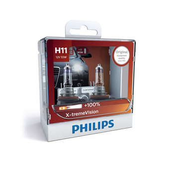 Philips H11 หลอดไฟ รถยนต์ รุ่น X-TREME VISION + 100%