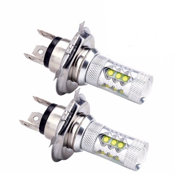 2Pcs Car H4 80W CREE LED Fog Light Tail Lamp High Low Beam Headlight Bulb(White)
