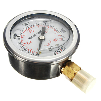 Hydraulic Liquid Filled Pressure Gauge Measuring 0-5000 PSI Brass 1/4 NPT Male - Intl