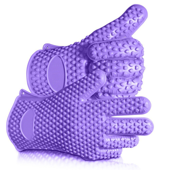 Silicone Heat Resistant Grilling,Next-shine BBQ Gloves for Cooking/Baking/Smoking Best Heat Protection,Purple - Intl