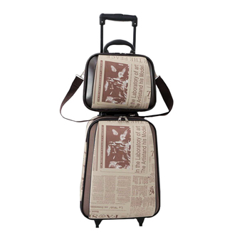 กระเป๋าเดินทาง SET ลายนสพ. size 20" (สีครีม) - 20(20")" ร้านค้าดี ราคาถูกสุด - RanCaDee.com