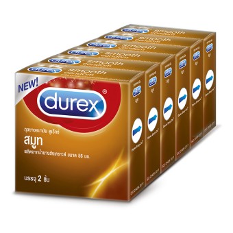 ดูเร็กซ์ ขายส่งยกแพ็ค ถุงยางอนามัย สมูท แบบ 2 ชิ้น 6 กล่อง Durex Wholesale Pack Smooth Condom 2's x6 boxes