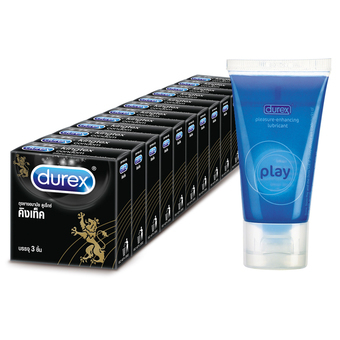 ดูเร็กซ์ แพ็คพิเศษ ถุงยางอนามัย คิงเท็ค 3ชิ้น 12 กล่อง + เจลหล่อลื่น เพลย์ คลาสสิค 50มล. Durex Special Pack Kingtex Condom 3's 12 boxes + Play Classic Lubricant Gel 50ml