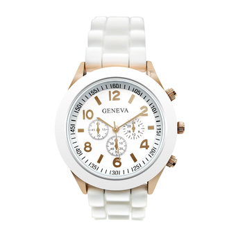 GENEVA watch นาฬิกาข้อมือผู้หญิง สีขาว สายยาง รุ่น WM0001