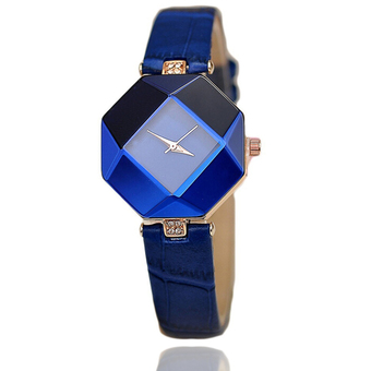 Poca Watch Eight นาฬิกาข้อมือแฟชั่นผู้หญิง หน้าปัดแปดเหลี่ยมฝั่งเพชร รุ่น Eight/Blue Watch