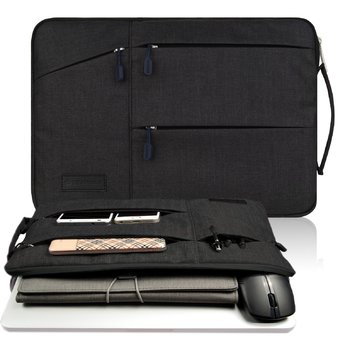 Gearmax(TM) Travellers Multi-functional Nylon Water Resistant with Side Pockets Laptop Handbag for 15.4 Inch Macbook Air Pro / Notebook / Surface / Dell Sleeve Case Cover Bag (15.4 Inch,Black) - Intl