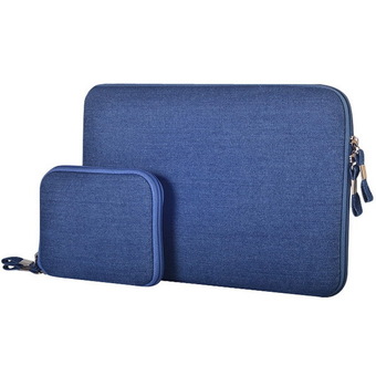 13.3 inch Denim Fashion Zipper Linen Waterproof Sleeve Case Bag for Laptop Notebook Blue