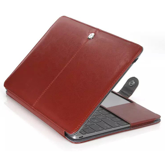 Premium Quality PU Leather Book Cover Clip On Case for Apple 13 inch MacBook Air(Brown)