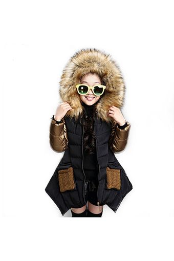 Girl clothing kids clothes winter children outerwear coats princess girls jacket children's wear Black