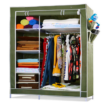 GetZhop ตู้เสื้อผ้า ตู้เก็บของเอนกประสงค์ ตู้ 6 ช่อง cabinet สูง 172 cm. (ArmyGreen)