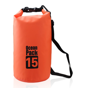 15L Outdoor Ocean Pack Waterproof Dry Bag Sack Storage Bag for Traveling Rafting Boating Kayaking Canoeing Camping Snowboarding(Orange)
