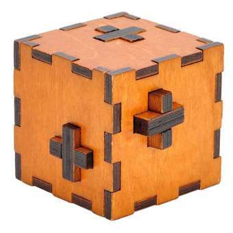 Wooden Swiss Secret Puzzle Box Wood Brain Teaser Toy (Brown)