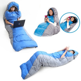 Beauty Traveller ถุงนอน พกพา สอดมือออกได้ ที่นอนปิคนิค sleeping bag camping travel hiking รุ่น BC-001 (สีน้ำเงิน/สีเทา)