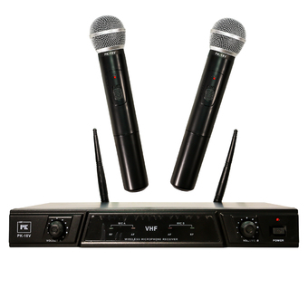PK ไมโครโฟน Microphone ไมค์ลอย ร้องเพลง 1คู่ PK-18V (สีดำ)