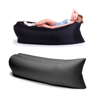 Air Sofa fast โซฟาลม inflatable lounger air sleep bag for outdoor's camping (Black)