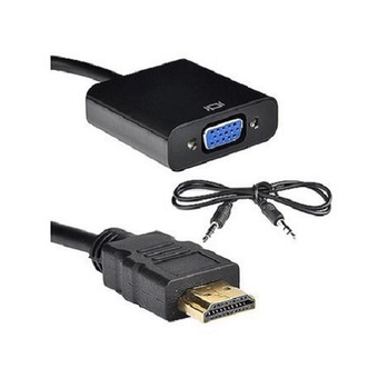 1080P HDMI Male to VGA Female Video Converter Cable Adapter with 3.5mm Audio for PC Laptop Projector Black (Intl)