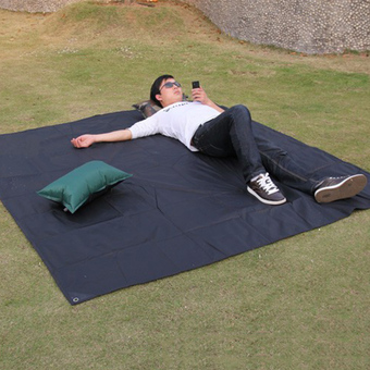 Moonar Fashion Tarp Airbed Waterproof Outdoor Picnic Camping Bay Play Mat Plaid Blanket (Black 210*150cm) ร้านค้าดี ราคาถูกสุด - RanCaDee.com