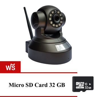 p2p Cam IP Camera Full HD กล้องวงจรปิดไร้สาย (Black) แถมฟรี Micro SD Card 32GB
