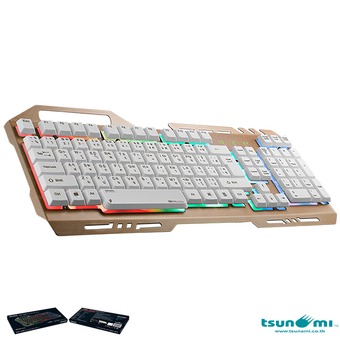 Tsunami GK-09 Alloy Panel Backlight Gaming USB Wired Keyboard Gold