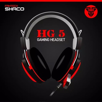 FANTECH HG5 หูฟังเกมมิ่ง แบบครอบหัว มีไมโครโฟน ระบบสเตริโอ SuperBass มีไฟโครม่า ปรับเสียงได้ - (สีแดง/ดำ)