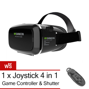 VR Box Shinecon 3D VR Glasses Headset แว่นตาดูหนัง 3D อัจฉริยะ สำหรับโทรศัพท์สมาร์ทโฟนทุกรุ่น (สีดำ) แถมฟรี 4 in 1 Bluetooth Wireless Selfie, Joystick, Mouse ,Remote