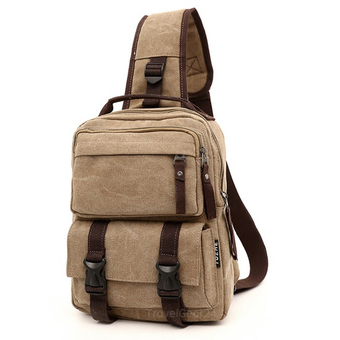 TravelGear24 กระเป๋าคาดอก กระเป๋าสะพายไหล่ กระเป๋าสะพายข้าง กระเป๋าใส่ไอแพ ใส่ Macbook 11" Crossbody Bag Shoulder Bag - Khaki/สีกากี"