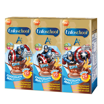 ขายยกลัง! Enfaschool A+ Avengers นม UHT กลิ่นช็อกโกแลตมอลต์ 180 มล. (24 กล่อง)
