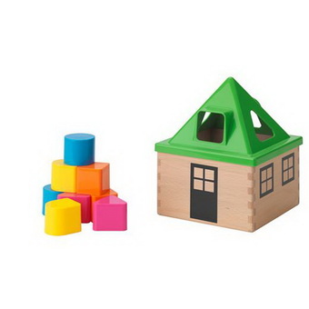 ชุดเกมส์บล็อกตัวต่อจิ๊กซอว์ของเล่นไม้รูปบ้านของเล่นใช้ฝึกสมองของเล่นเสริมพัฒนาการ หลากสี
